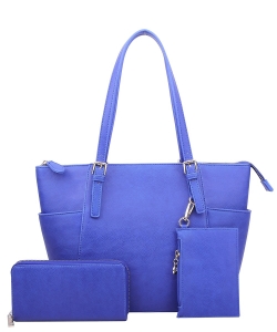 Fashion Faux Handbag with Matching Wallet Set WU1009W ROYAL BLUE